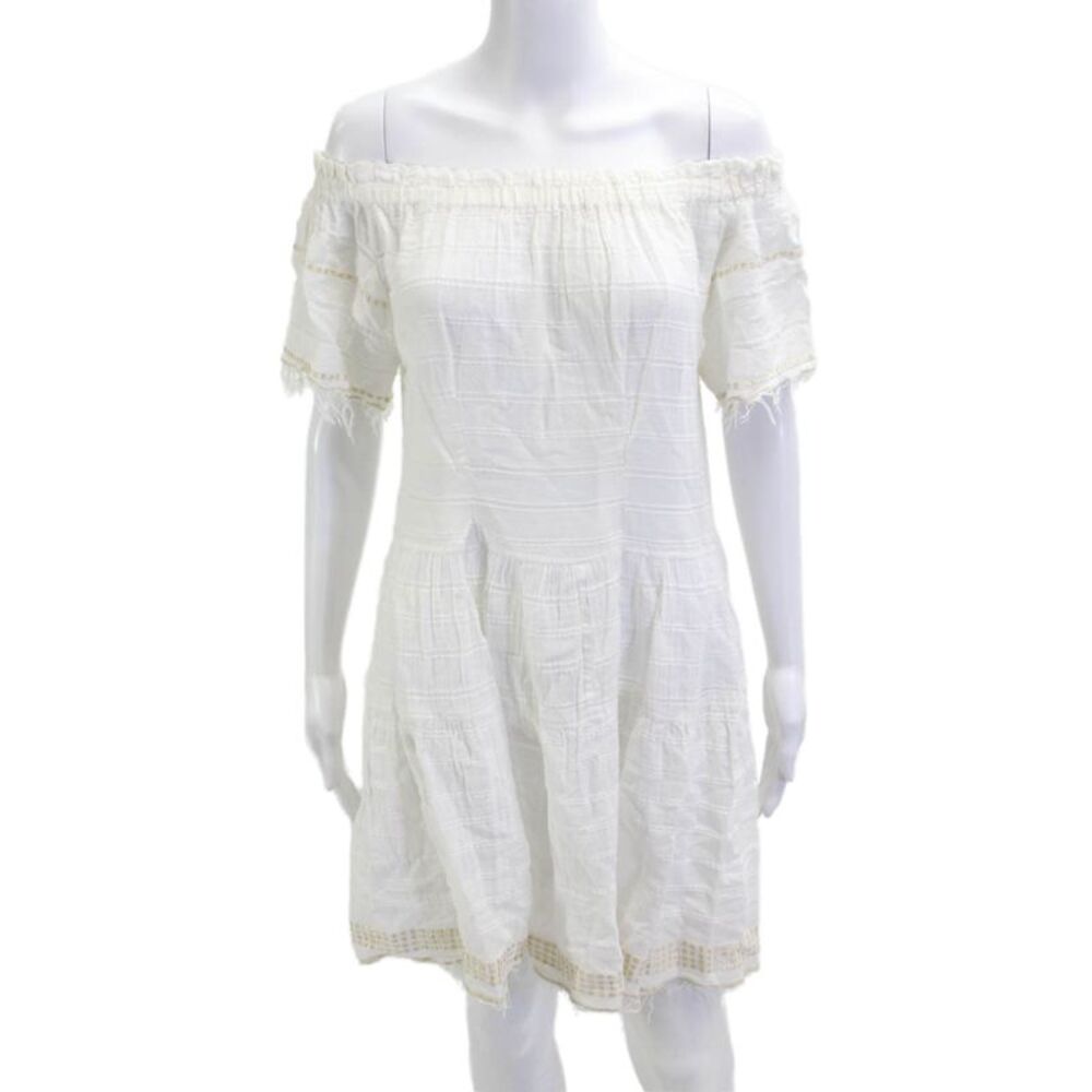 Lemlem Womens Sundress White Cotton Short Sleeve Beach Size M